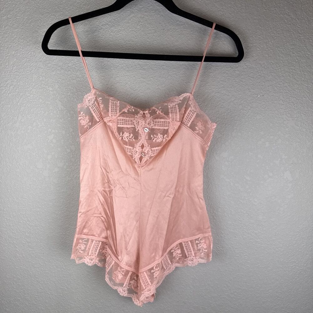 Formfit Lingerie Vintage Satin Lace Teddy Bodysuit Size 34 XS/S Baby Pink Nylon
